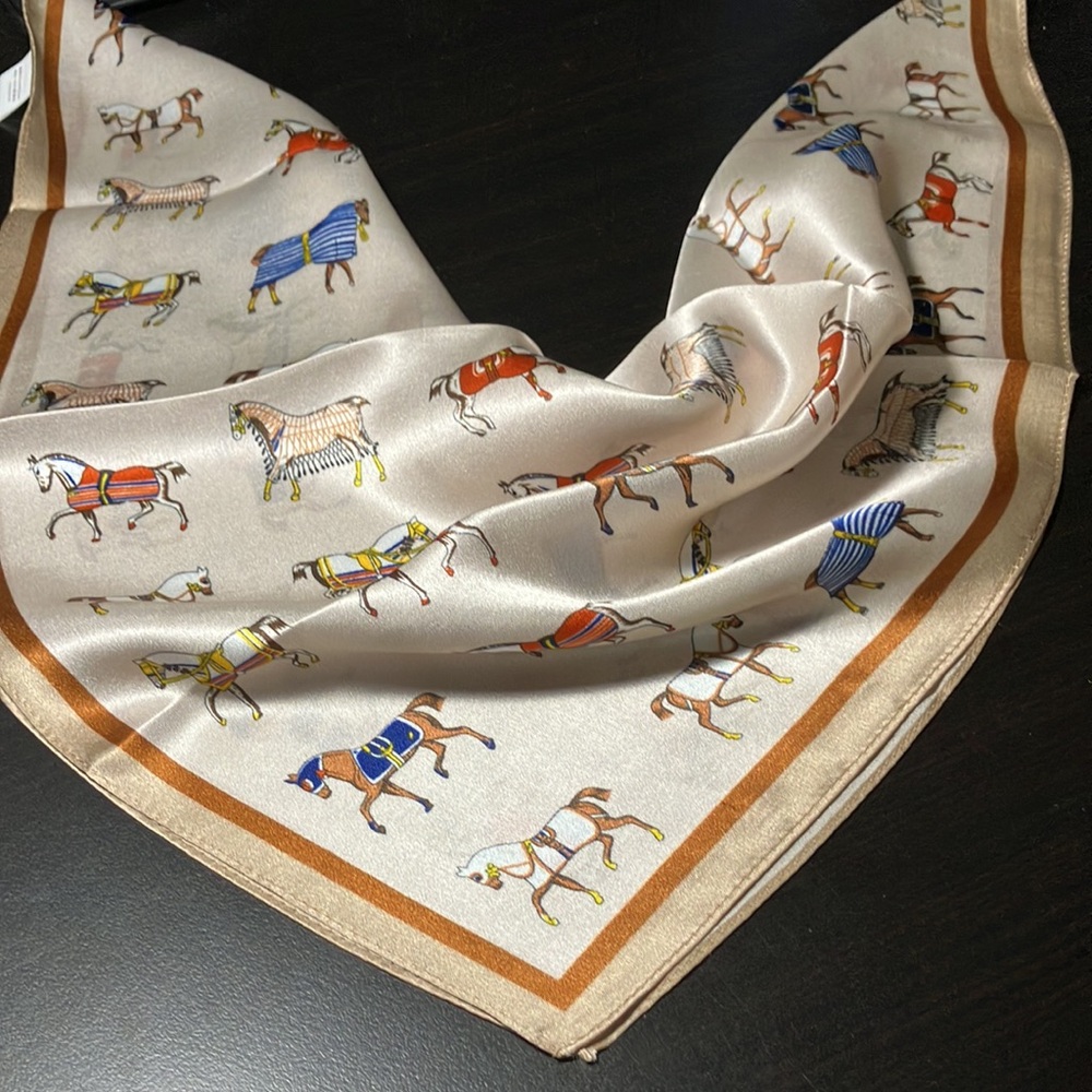 100% silk bandana scarf horse equestrian